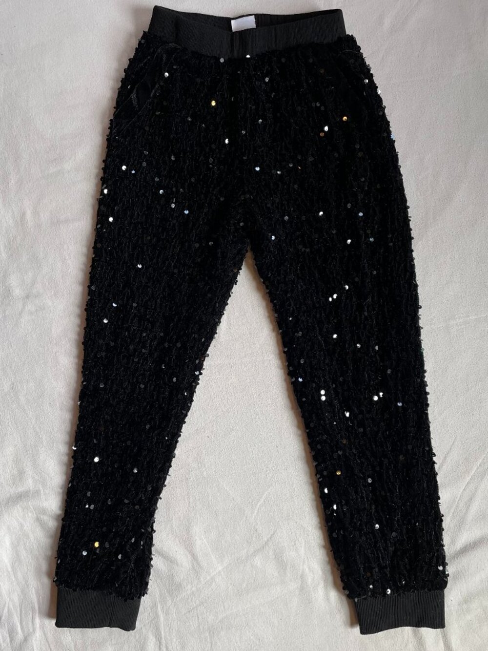 Kids Black Sequin Joggers Sweatpants